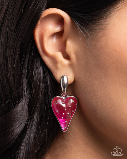 Paparazzi ♥ Glossy Goodwill - Pink ♥ Post Earrings