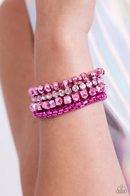 Paparazzi ♥ Punk Pattern - Pink ♥ Bracelet