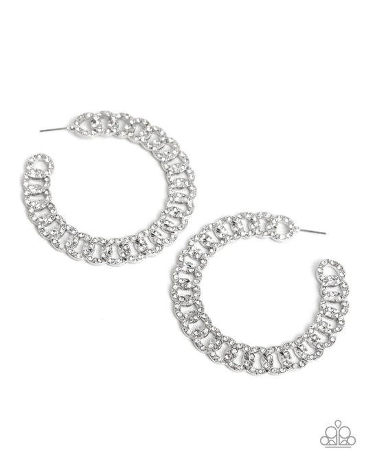 Paparazzi Interlocked Icing - White Earrings