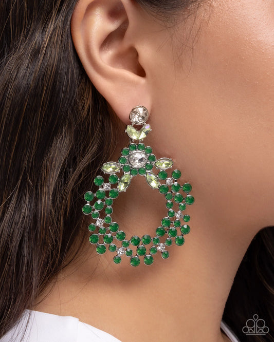 Paparazzi Opalescent Opulence - Green Post Earrings
