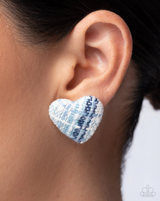 Paparazzi Sweetheart Stitching - Blue Post Earrings