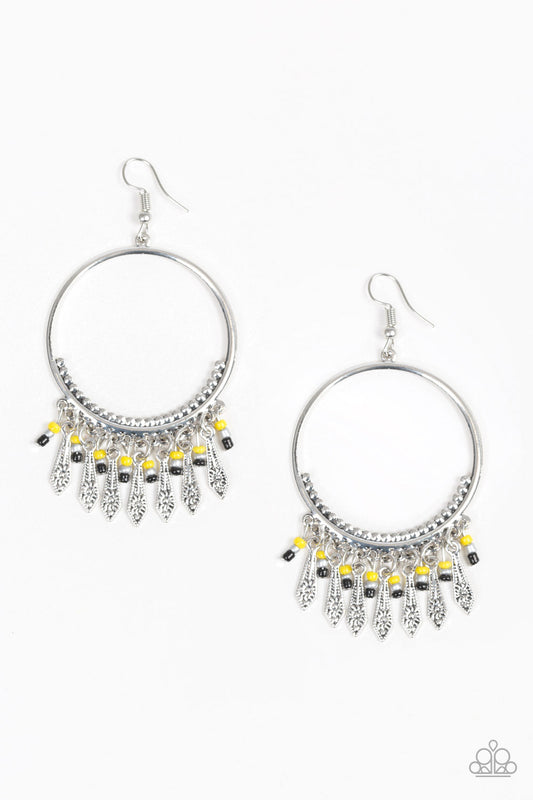 Floral Serenity - Yellow Paparazzi Earrings