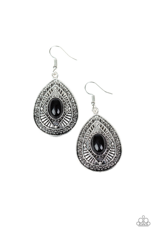 PAPARAZZI "TROPICAL TOPOGRAPHY" BLACK EARRINGS