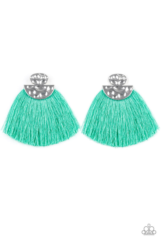 MAKE SOME PLUME" GREEN POST EARRINGS
