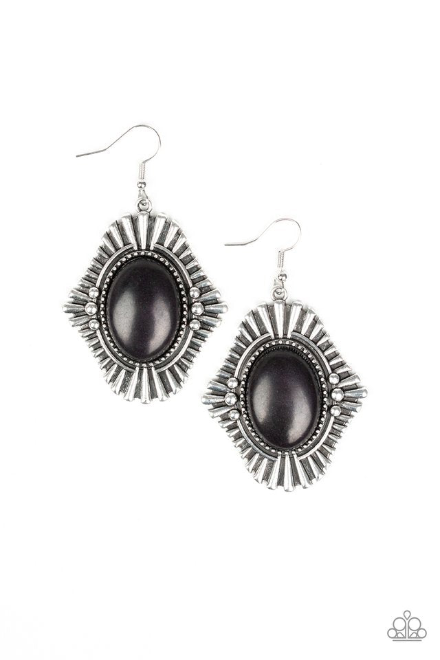 Paparazzi  Easy As PIONEER - Black  Earrings