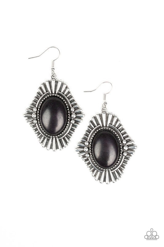 Paparazzi  Easy As PIONEER - Black  Earrings