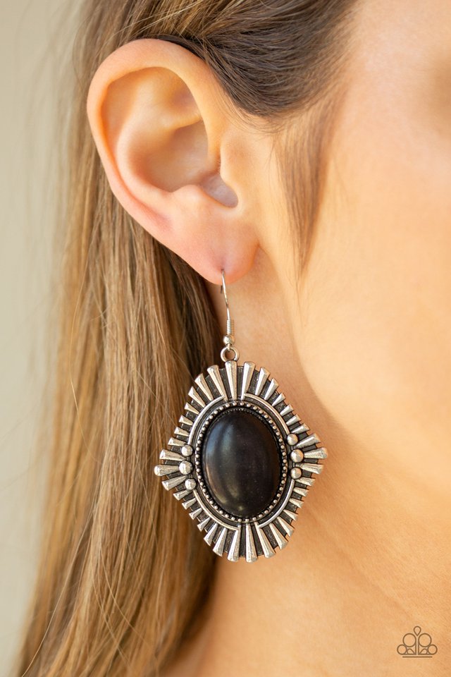 Paparazzi  Easy As PIONEER - Black  Earrings