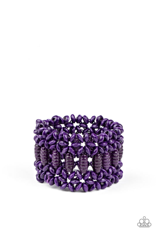 Paparazzi - Fiji Flavor - Purple Wood Bracelet