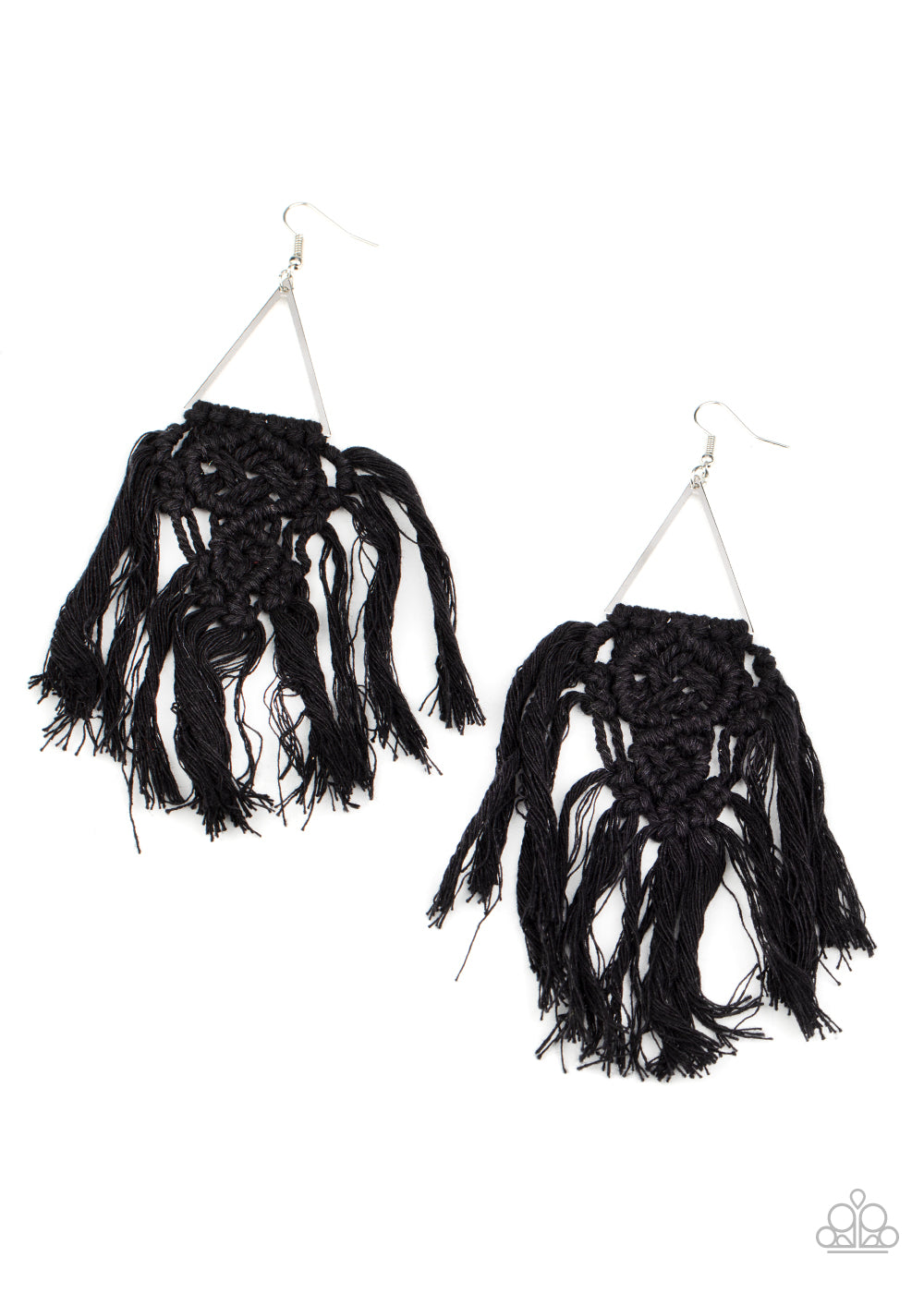 Paparazzi Modern Day Macramé Black  Macrame Earrings