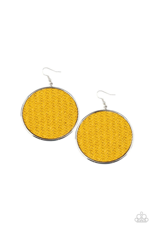 Wonderfully Woven-Yellow Paparazzi Earrings