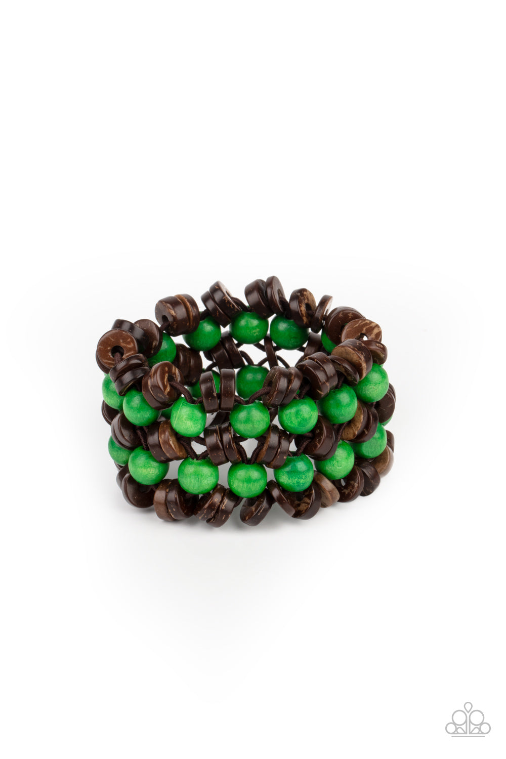 Tahiti Tourist - Green Wooden Bracelet- Paparazzi
