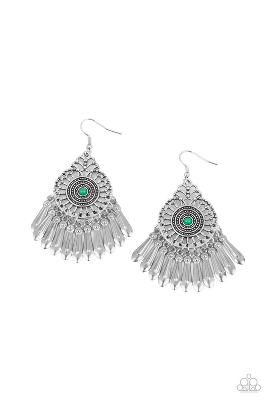 Paparazzi Dream a Little DREAMCATCHER - Green Earrings