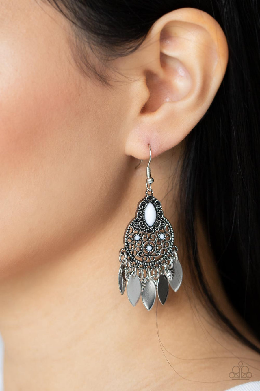 Paparazzi  Galapagos Glamping - White  Earrings