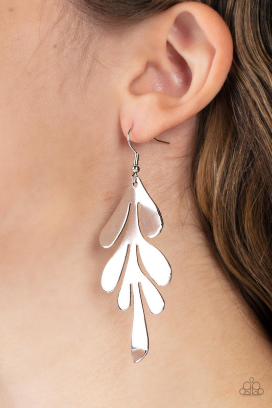 PAPARAZZI "A FROND FAREWELL" SILVER EARRINGS