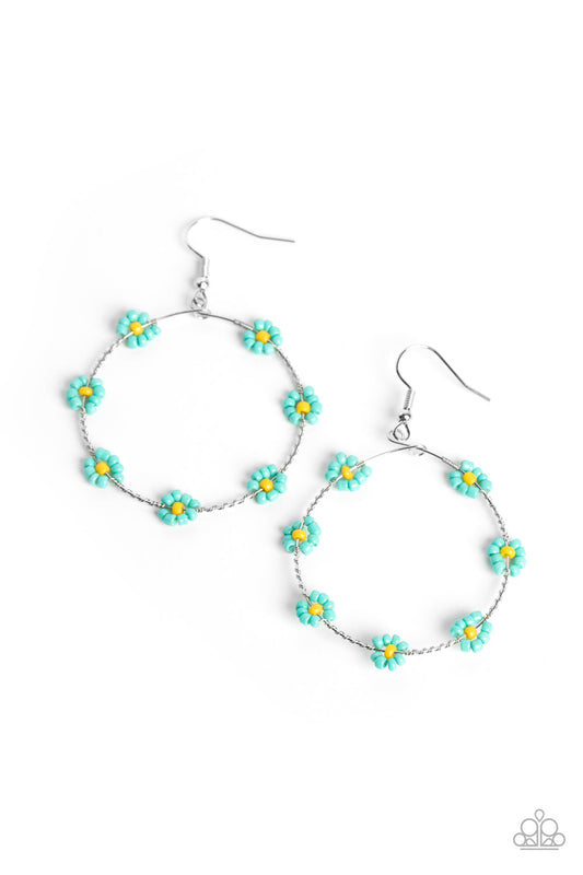 Dainty Daisies - Blue Paparazzi Earring